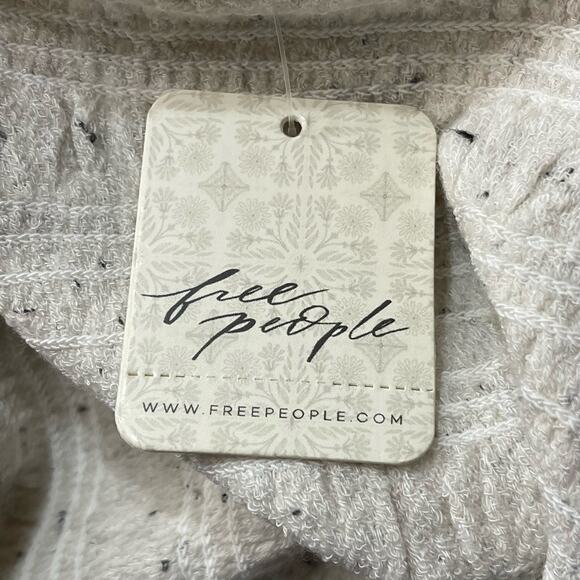 Free People Maggie Medium Embroidered Top Square Neck Smocked Puff Sleeves Ivory - Picture 12 of 12